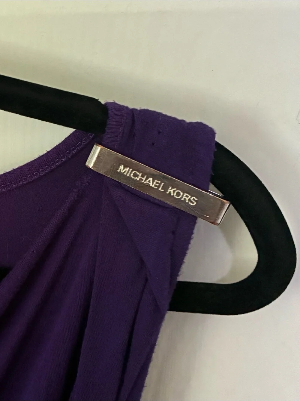 Michael Kors Purple Cowl Neck Draped Front Matte Jersey Dress